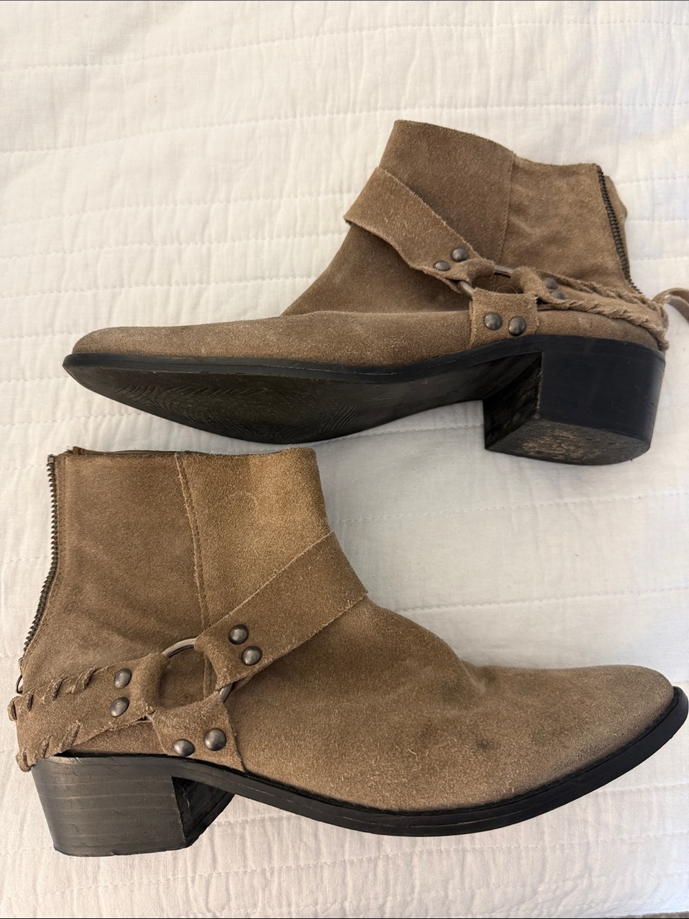Vintage7 Alameda grey suede leather western boot